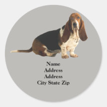 Basset Hound Fun Loving Address Label Sticker