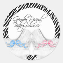 Bassinets Pink Blue Zebra Gender Reveal Stickers