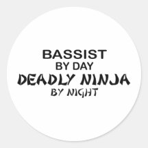 Bassist Deadly Ninja by Night Round Sticker