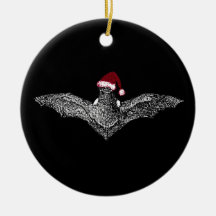 Bat In A Santa Hat Christmas Tree Ornaments