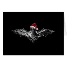 Bat in a Santa Hat Greeting Card