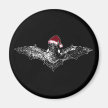 Bat in a Santa Hat Refrigerator Magnet
