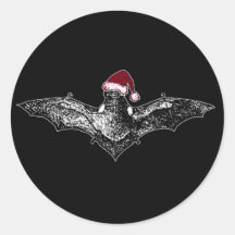 Bat in a Santa Hat Round Stickers