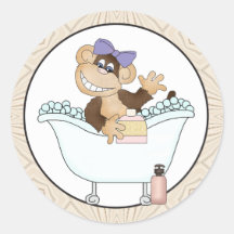 Bath Time Monkey cartoon sticker