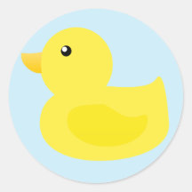 Bath Time Yellow Duck Round Stickers