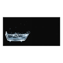 BATH TUB X-RAY VISION SKELETON - BLUE PERSONALIZED PHOTO CARD