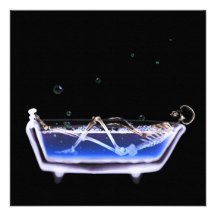 BATH TUB X-RAY VISION SKELETON - ORIGINAL PERSONALISED INVITATION