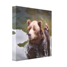Bathing Brown Bear Canvas Print