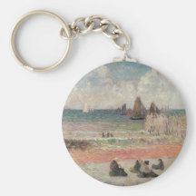Bathing Dieppe by Gauguin, Vintage Impressionism Key Chain