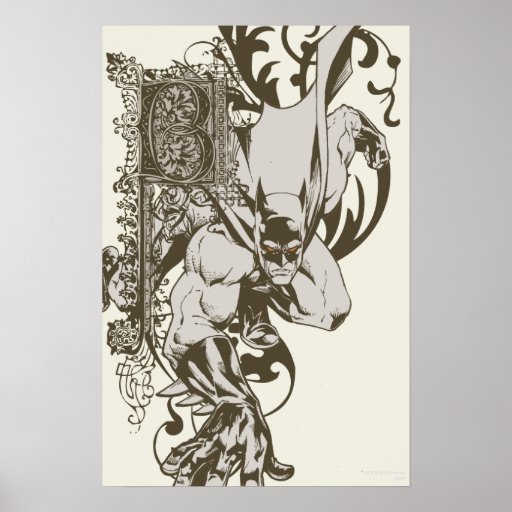Batman and Decorated Letter B Posters