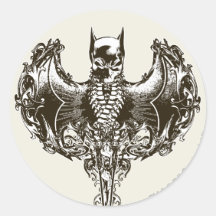 Batman Cowl and Skull Crest Round Sticker