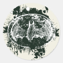 Batman Grunge Splatter Sketch Round Sticker