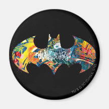 Batman Logo Neon/80s Graffiti Fridge Magnet