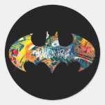 Batman Logo Neon/80s Graffiti Round Stickers