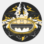 Batman Logo with Cars Round Sticker