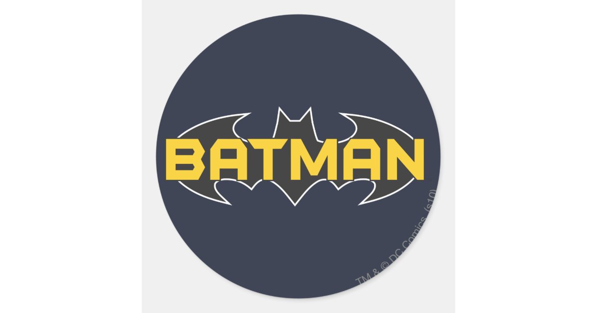 Batman Symbol | Name Yellow & Black Logo Round Sticker | Zazzle
