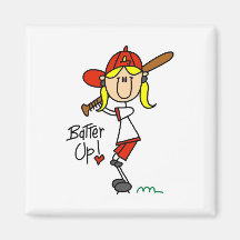 Batter Up Girls Baseball T-shirts and Gifts Fridge Magnets