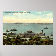 Battery Park Aquarium NY 1920 Vintage Print