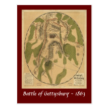 Battle of Gettysburg Map - 1863 Post Cards
