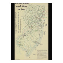 Battles of the Revolutionary War in New Jersey Map Personalized Announcement