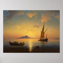 Bay of Naples Ivan Aivazovsky seascape waterscape Poster