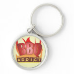 BBQ Addict Round Metal Keychain keychains