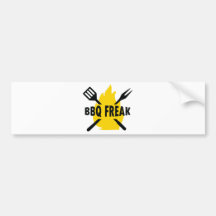 BBQ-Freak with cutlery and flame icon Bumper Sticker