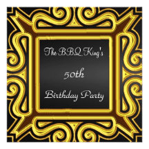 BBQ King Popular Elegant Black Gold  Invitation