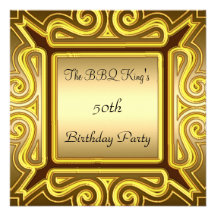 BBQ King Popular Elegant Gold  Invitation