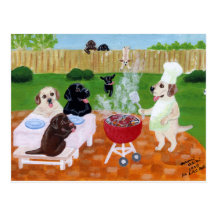 BBQ Party Labradors Post Card