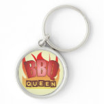 BBQ Queen Round Metal Keychain keychains