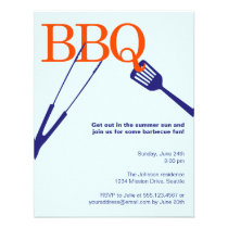 BBQ summer barbecue cool tool blue cookout custom invitations