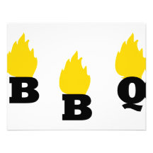 BBQ with flames icon Personalized Invitations