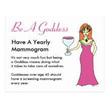 Be A Goddess, Have A Mammogram Wine Goddess BCA Post Card