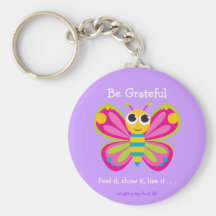 "Be Grateful" Cute Butterfly Keychain