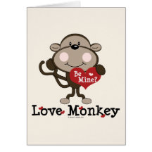 Be Mine Love Monkey Valentine Blank Greeting Card