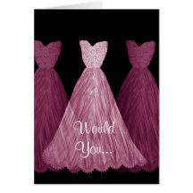 Be My Bridesmaid - Pink Dresses Wedding Card