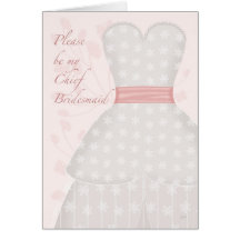 Be My Chief Bridesmaid Lace Gown Coral Card