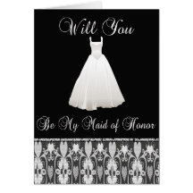 Be My Maid of Honour Invitation in Lace Cards
