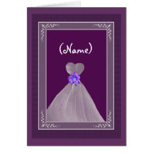 Be My Maid of Honour - PLUM Theme with Flowing Gow Greeting Cards