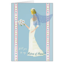 Be my Matron of Honour Card - in blue