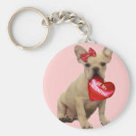 Be My Valentine French bulldog keychain