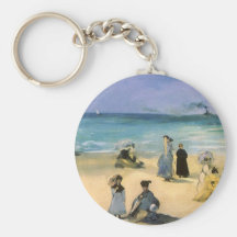 Beach at Boulogne by Manet, Vintage Impressionism Key Chains