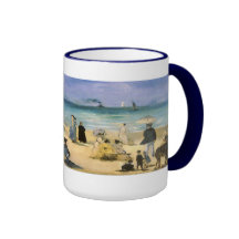 Beach at Boulogne by Manet, Vintage Impressionism Mugs