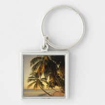 Beach at sunset, Trinidad Keychain