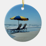 Beach Chairs on Daytona Beach Christmas Tree Ornament