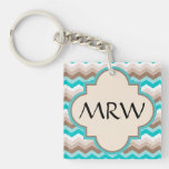 Beach Chevron Zigzag Monogram Keychain