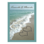 Beach Destination Wedding 5x7, Sand Hearts Custom Invites