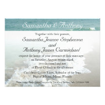 Beach Destination Wedding Invitation, Aqua Surf
