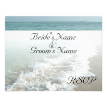 Beach Destination Wedding Matching RSVP White Wave Personalised Announcements
